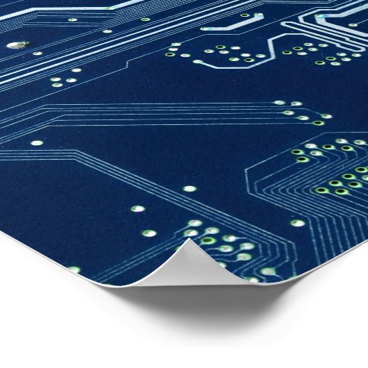 blaues elektronisches Leiterplatten-Computermuster Poster (Ecke)