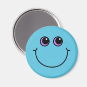 Blaues Emoji-Gesicht lächelnd Magnet (Vorderseite/Rückseite)