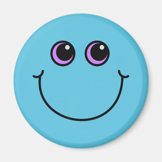 Blaues Emoji-Gesicht lächelnd Magnet (Vorne)