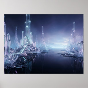 Blaues Energieportal Futuristisches Sci-Fi-Tor Poster