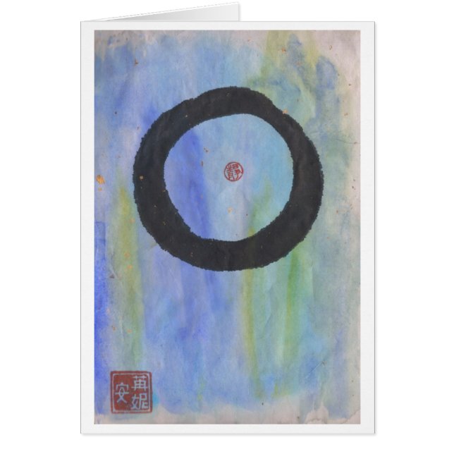 Blaues Enso (Zen-Kreis) der Ruhe-leeren Karte (Vorne)