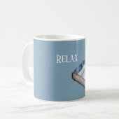 Blaues Entspannungsbuch Kaffeetasse (Vorderseite Links)
