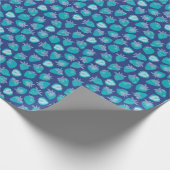 Blaues Erdbeermuster Geschenkpapier (Ecke)