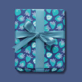 Blaues Erdbeermuster Geschenkpapier