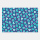 Blaues Erdbeermuster Geschenkpapier Set (Vorderseite 2)