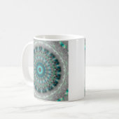Blaues ErdMandala-Kaleidoskopmuster Kaffeetasse (Vorderseite Links)