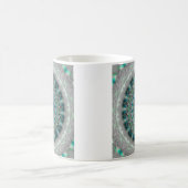 Blaues ErdMandala-Kaleidoskopmuster Kaffeetasse (Mittel)