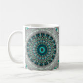 Blaues ErdMandala-Kaleidoskopmuster Kaffeetasse (Links)