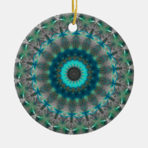 Blaues ErdMandala-Kaleidoskopmuster Keramik Ornament