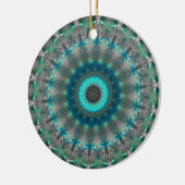 Blaues ErdMandala-Kaleidoskopmuster Keramik Ornament (Links)