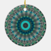 Blaues ErdMandala-Kaleidoskopmuster Keramik Ornament (Hinten)