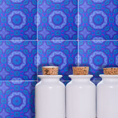 Blaues Ethnic Boho Abstrakt Mosaic Geometric Muste Fliese