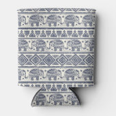 Blaues Ethnisch-Elefantenmuster Dosenkühler (Vorderseite)