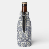 Blaues Ethnisch-Elefantenmuster Flaschenkühler (Flasche Rückseite)