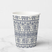 Blaues Ethnisch-Elefantenmuster Pappbecher (Rechts)