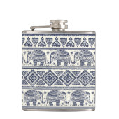 Blaues ethnisches Elefant-Muster Flachmann (Vorderseite)