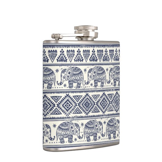 Blaues ethnisches Elefant-Muster Flachmann (Rechts)