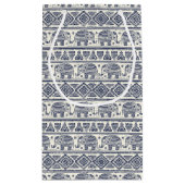 Blaues ethnisches Elefant-Muster Kleine Geschenktüte (Rückseite)