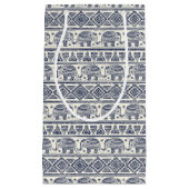 Blaues ethnisches Elefant-Muster Kleine Geschenktüte (Vorderseite)