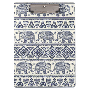 Blaues ethnisches Elefant-Muster Klemmbrett