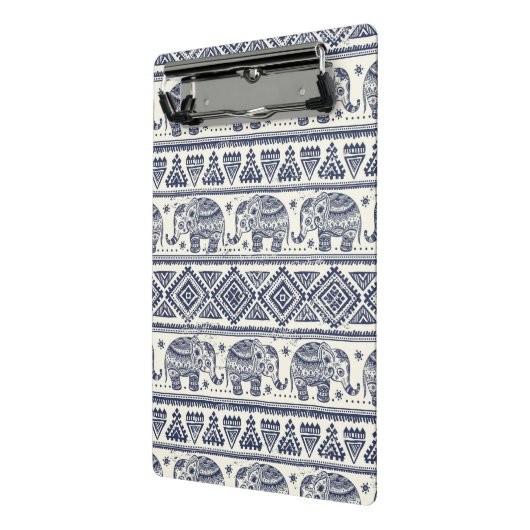 Blaues ethnisches Elefant-Muster Mini Klemmbrett (Gewinkelt2)