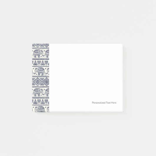Blaues ethnisches Elefant-Muster Post-it Klebezettel (Vorderseite)