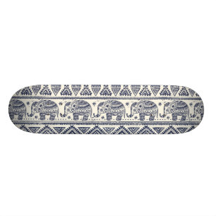 Blaues ethnisches Elefant-Muster Skateboard