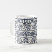 Blaues ethnisches Elefant-Muster Tasse (Vorderseite Links)