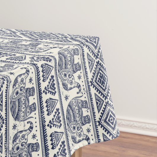 Blaues ethnisches Elefant-Muster Tischdecke (Beispiel)