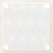 Blaues ethnisches Elefant-Stammmuster Glasuntersetzer (Rückseite)