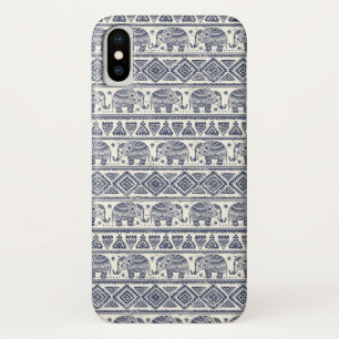 Blaues ethnisches Elefantenmuster Case-Mate iPhone Hülle