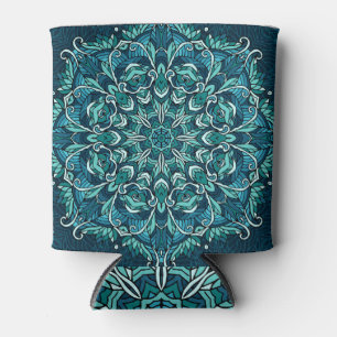 Blaues ethnisches Mandala, kompliziertes Design. Dosenkühler