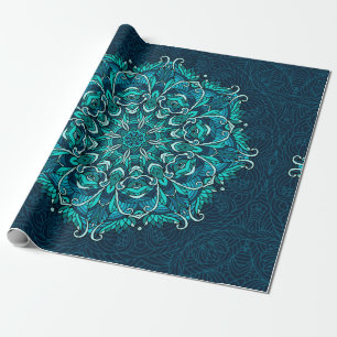 Blaues ethnisches Mandala. Raster-Kopie Geschenkpapier