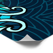 Blaues ethnisches Mandala. Raster-Kopie Poster (Ecke)