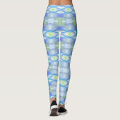 blaues ethnisches Muster des Fraktals Leggings (Rückseite)