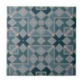 Blaues ethnisches Muster Mosaic Geometric Muster Fliese (Vorderseite)