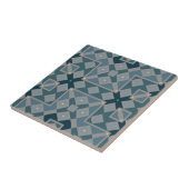 Blaues ethnisches Muster Mosaic Geometric Muster Fliese (Seite)