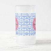 Blaues Eukalyptomuster Rosa Angepasstes Monogramm  Mattglas Bierglas (Mittel)
