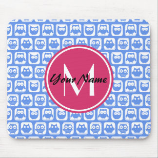 Blaues Eukalyptomuster Rosa Angepasstes Monogramm  Mousepad