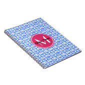 Blaues Eukalyptomuster Rosa Angepasstes Monogramm Notizblock (Rechte Seite)