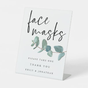 Blaues Eukalyptus-Blätter - Maskenskript Sockelschild