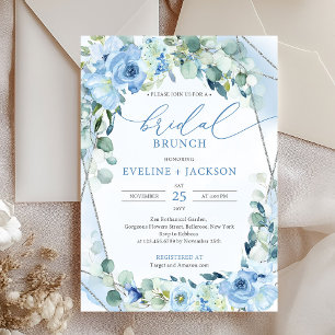 Blaues Eukalyptus-Blattwerk Bridal-Brunch Einladung