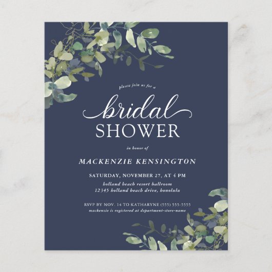 Blaues Eukalyptus-Brautparty (Vorderseite)