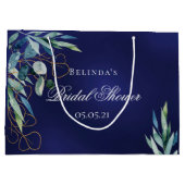 Blaues Eukalyptus-Brautparty Große Geschenktüte (Rückseite)