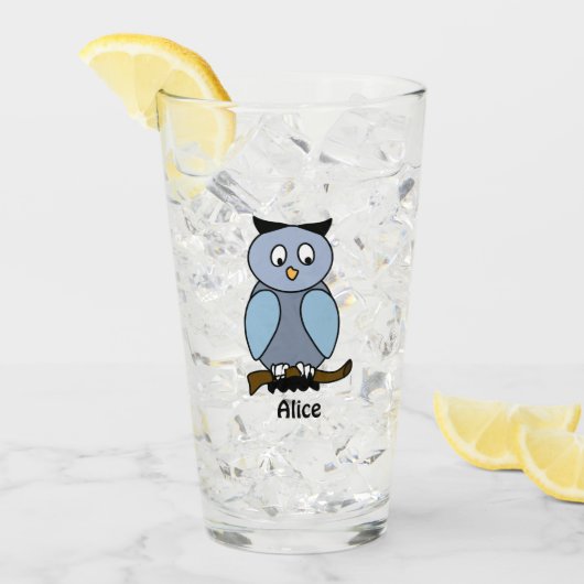 Blaues Eule Minimalistisch Kids Glas (Vorderseite Ice)