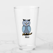 Blaues Eule Minimalistisch Kids Glas (Vorderseite)
