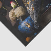 Blaues Eule und Blume Seidenpapier (Ausschnitt)