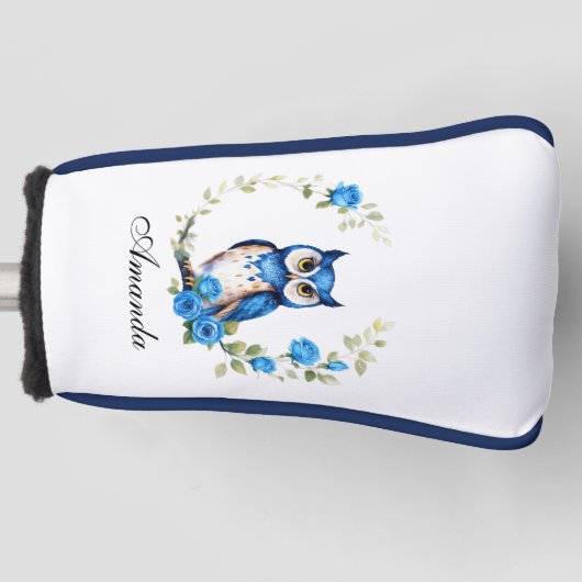 Blaues Eule und Rose Girl Golf Headcover (Vorderseite)