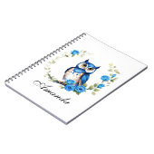 Blaues Eule und Rose Girl Notizblock (Linke Seite)