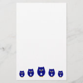 Blaues Eulen-Design Briefpapier (Rückseite)